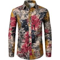 Slim Fit lininiai marškiniai su medžiais LucMatton balti S, S