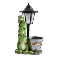 Solar Resin Garden Light with Frog Puppy Design Cute Animal Statue for Yard Patio Balcony Auto On/Off Waterproof Fade-Resistant Unique Outdoor B