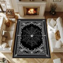 Gothic Spider Web Area Rug Vintage Ornate Pattern Carpet for Living Room Bedroom Moody Dark Home Decor Non Slip Floor Mat 50x80cm