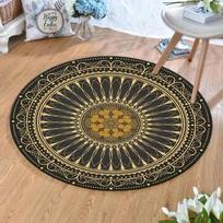 VIKAMA Printed Boho Style Round Crystal Velvet Carpet Floor Mat Living Room Bedroom Coffee Table Hanging Basket Mat 60cmx60cm