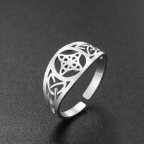LIKGREAT Witch Knot Open Ring Stainless Steel Adjustable Women Men Rings Retro Witchcraft Symbol Finger Ring Jewelry Gift