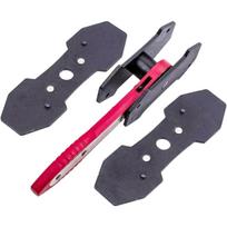 Brake Caliper Press Tool with Extra 2PCS Steel Plates, Car Wheel Caliper Piston Spreader Tool, 360 Degree Swing Ratchet Brake Wrench Tool raudona
