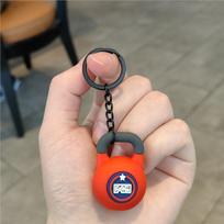 Creative Fitness Keychain: Barbell Pendant and Sports Water Bottle Charm for Backpacks beige