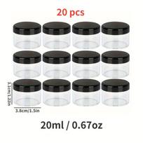 20 Dėžučių Rinkinys su Juodais Dangteliais Kosmetikai , 20 ml / 0,67 uncijos