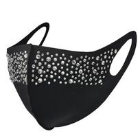 BYS Daugkartinio audinio veido kaukė, Single Layer Fashion Black with Clear Stones