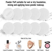 Makiažo šepetėliai ir aksesuarai, 10 Pack Cotton Powder Puffs - Kosmetikos makiažo pagalvėlės | Ribbon veido pudra, 1 spalva