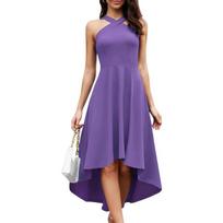 Elegantiška midi kokteilinė proginė vakarinė suknelė, violetinė, M — vestuvinė suknelė, proginiai drabužiai moterims, banketinė suknelė, violetinė suknelė, krikštynų apranga, vakarinė suknelė, elegantiška moteriška mada, M