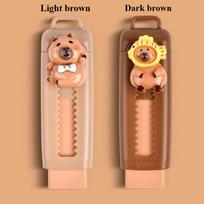 Kawaii Push Pull Capybara Eraser School Supplies Clean Mess Free Stationary Office Student Rubber Eraser For Kids Gift 1pcs šviesiai ruda spalva