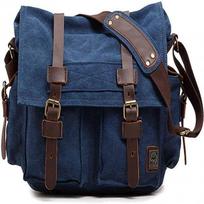JUNWELL Vintage Military Leather Canvas Laptop Bag Messenger Bags Medium Boho Satchel School Bag