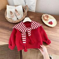 Girls sweater 2026 spring new children's Korean version pullover knitted sweater shawl two-piece set girls foreign style Korean version 90cm