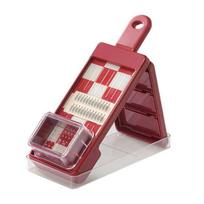 Vegetable Cutter 4-in-1 Food Chopper Grater with Blades Salad Prep Tool for Slicing Dicing Shredding Safety Restaurant Food Prep Equipment raudona