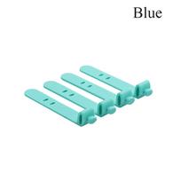 Silicone Storage Holder Organizer Earphone Cable Ptotector Cord Clip USB Wire Tie Cable Winder 4PCS mėlyna