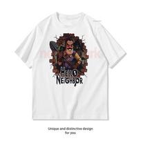 Hello Neighbor Villain Portrait Classic TShirt Woman Man Casual Cotton Graphic T Shirts Creative Streetwear Oneck Camisetas S