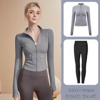 Women's Long Sleeve Sports Yoga Jacket - Stand Collar Cardigan for Running, Fitness, and Pilates XL