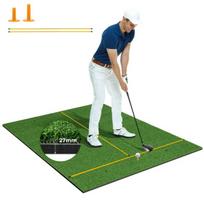 Costway golfo smūgio kilimėlis, 2 guminiai trišakiai ir 2 išlygiavimo strypai ir 6 trišakių padėtys 152 x 117 cm Storis 27 mm