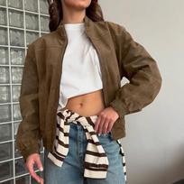 2025 Autumn/Winter Women's Retro Khaki Suede Jacket L