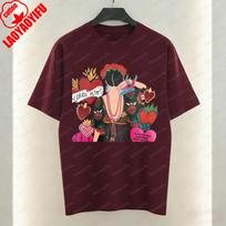 Mexican Art Tee Vintage Frida Kahlo Heart Flowers Print Tee Casual Cotton Tops Summer Wear Fashion Trendy Clothes for Women S