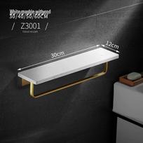 No-Drill Wall-Mounted Marble Bathroom Shelf & Towel Rack