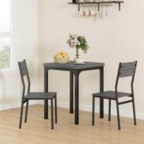 Valgomojo komplektas 3 dalių Stalas ir 2 kėdės 60x60x76 cm Pilka MDF ir metalas