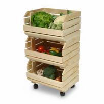 Wooden Modular Shelf for Vegetables and Fruits, 3-Tier, on Wheels | GoodFreshDecor