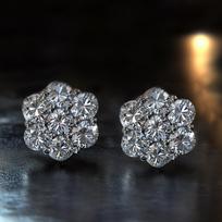 14K baltu auksu dengtas 925 svarų sterlingų sidabras Moterims Vyrams Ledinis Apvalus Gėlių Kuokštas Hipoalerginis Hip Hop Moissanite Stud Auskaras 6mm gray