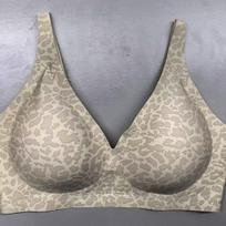 Jelly Glue Leopard Print Women's No-Underwire Push-Up Bra – Deep V, Plus Size, Enhances Shape 2XL
