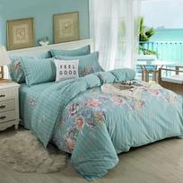 Prabangus King/Queen dydžio lovos antklodės užvalkalų ir paklodžių komplektas, storintas grynos medvilnės šlifuotas patalynės keturių dalių komplektas Flat Bed Sheet&Twin
