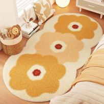 Bedside Carpet Flower Pattern Large Area Carpets Non-slip Floor Mat for Bedroom Home Decoration 60*120cm