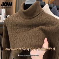 JOW Vyriškas 100% Australijos merino vilnos 520g Sutirštintas golfas 2XL brown