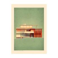 Vintage Bauhaus Residential Composition Poster Print Classic Canvas Painting Abstract Wall Art Picture for Home Decoration 20x30cm（7.8x11.8inch）