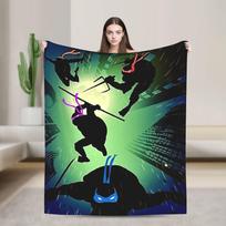 TMNT žaidimo flanelinis pledas Minkštas patvarus pledas miegamojo lėktuvo kelionės grafinis lovatiesė sofos lovos užvalkalas 30x40in black