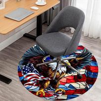 1pc Eagle Flag Round Chair mat office Area Rug - Non-Slip, Floor Mat for Office, Bedroom, Ideal home decor gift c0112062 80cm