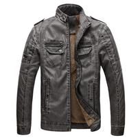 Vyriška odinė striukė Šilta vyriška moto striukė XXXL pilka
