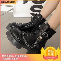 Sweet and cool thick-soled Martin boots for women in the autumn of 2025, the new black versatile locomotive boots increase the height of the British 35 juoda