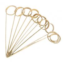 100Pcs Disposable Bamboo Sticks Wooden Knotted with Twisted Ends Skewers Fruit Cocktail Picks BBQ Snacks Club Sandwiches žalia