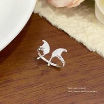 Yin Taifei Unisex Silver Butterfly Wing Ring – Stylish, Versatile, and Trendy Design Adjustable Size