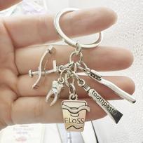 Popular Dental Health Accessory: Toothbrush, Toothpaste, Floss & Teeth Keychain Pendant