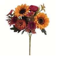 Artificial Sunflower Stem Realistic Fake Silk Sunflower Peony Wildflower Bouquet for Bridal Bouquets Wedding Centerpieces Home Party Table Vase Decor A