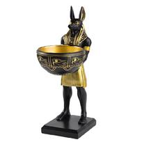 Artistic Anubis Resin Carving Statue With Bowl Ancient Egyptian God Theme Key Holder Tray Decors for Living Room Study 1