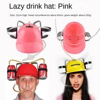 Fast Delivery Lazy Creative Beer Beverage Hat Birthday Party Outdoor Beer Hat Lazy Drinking Beverage Helmet Headgear rožinė