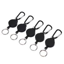 10Pcs Retractable Keychain With Creative Pull Tab - Anti-Lost Steel Wire Rope Lock, Outdoor Carabiner For Keys 10Pcs  black