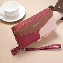 Women’s Long Wallet Double Zipper PU Leather Clutch Wallet Large Capacity Wristlet Purse Multi Card Holder Phone Wallet Organizer Lady Purse