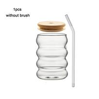 YWD 1/2/4PCS Glass Cup with Lid Straw Heat-resistant Wave Cup Beer Juice Ice Coffee Cups Cocktail Fruit Glass Drinkware