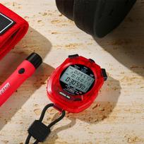 ULTRAK DT495D Elektroninis chronometras - 100 ratų, 3 eilučių ekranas lengvosios atletikos treniruotėms Black red