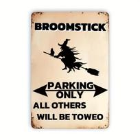 Vintage Aluminum Parking Lot Sign  Witch On Broomstick Theme Halloween Decor for Garage or Restaurant Outdoor Street Art Plaq 20x30cm
