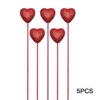 5/10pcs Foam Love Flowers Vase Decoration Party Cake Toppers Red Pink Glitter Picks Stick Wedding Festival 5pcs