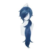 High Quality Kaeya Cosplay Wigs Long Blue Heat Resistant Synthetic Hair Wig Anime Carnival Party Props as the picture-36inches