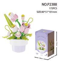 Building Blocks Rose Flowers Bouquet Flower Blocks Bonsai Plant Model Bricks Romantic DIY Home Decoration Toy for Kids Girl Gift