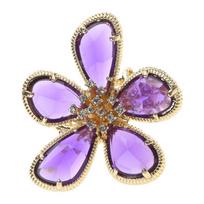 Sweet Crystal Exaggerated Big Rhinestones Flower Rings Simple All-Match Wedding Engagement Opening Ring- for Women