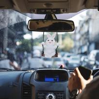 Supantis zuikutis Automobilio pakabinamas papuošalas Animacinis zuikis Automobilio pakabukas Dervos gyvūno figūrėlė Automobilio pakabinami priedai Estetiška dekoracija france white